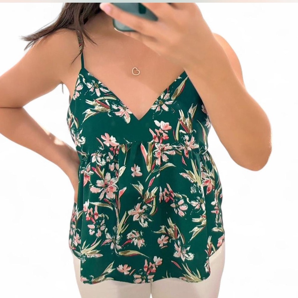 Naked Zebra Green and Pink Baby Doll Floral Cami